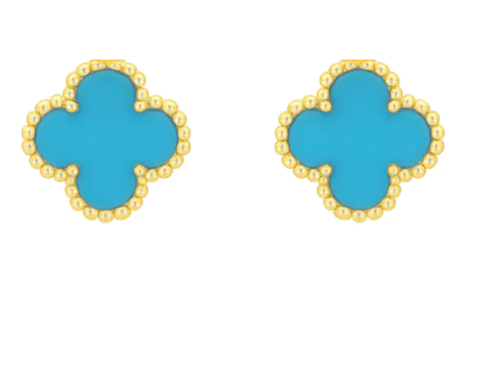 Sterling Silver Yellow Clover Earrings