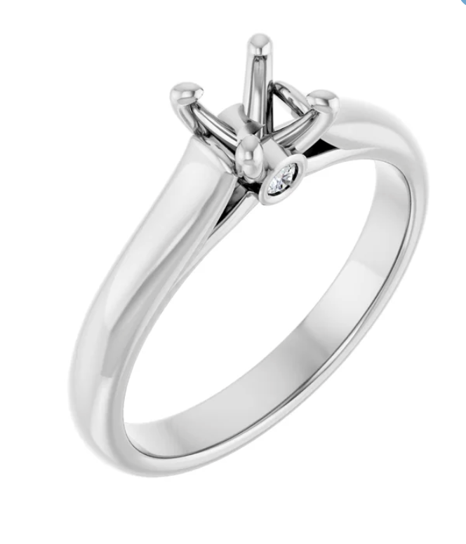 14K White Gold Semi-set Mount Cathedral Style