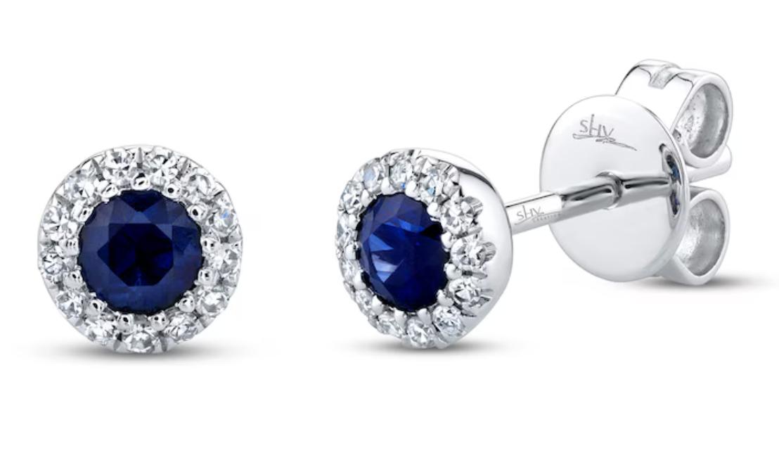 14K White Gold Sapphire Earrings