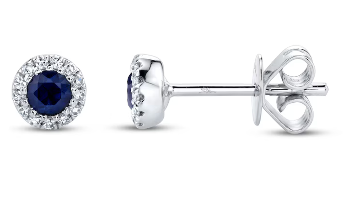 14K White Gold Sapphire Earrings