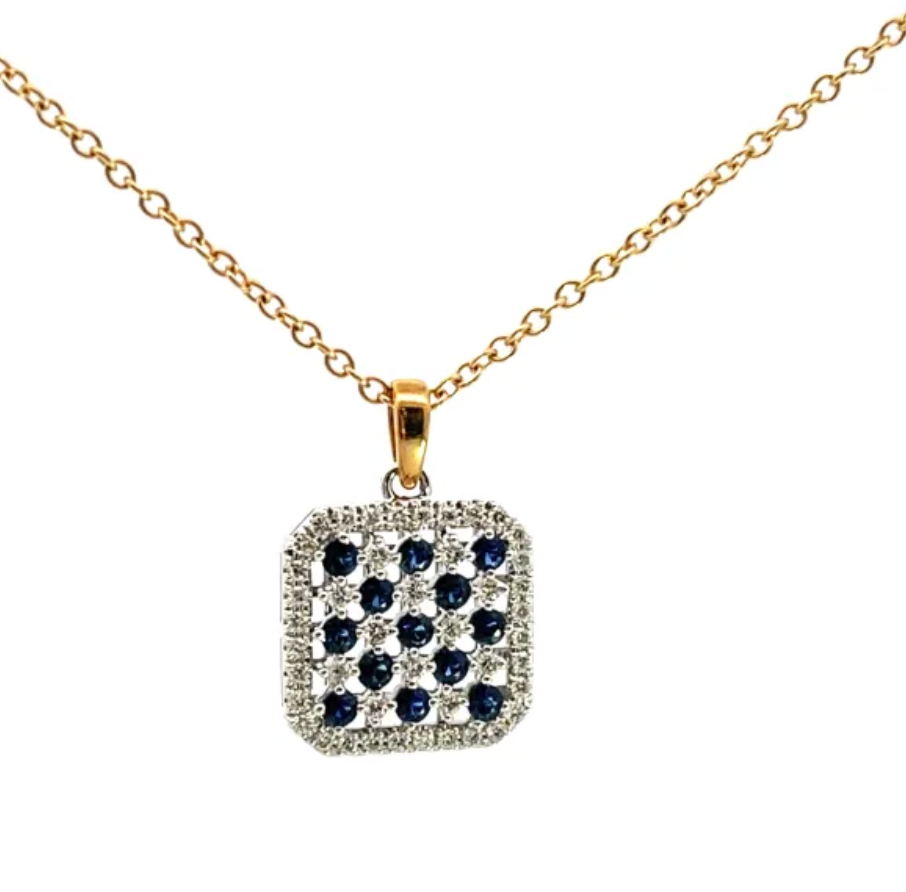 Sapphire Checkerboard Necklace