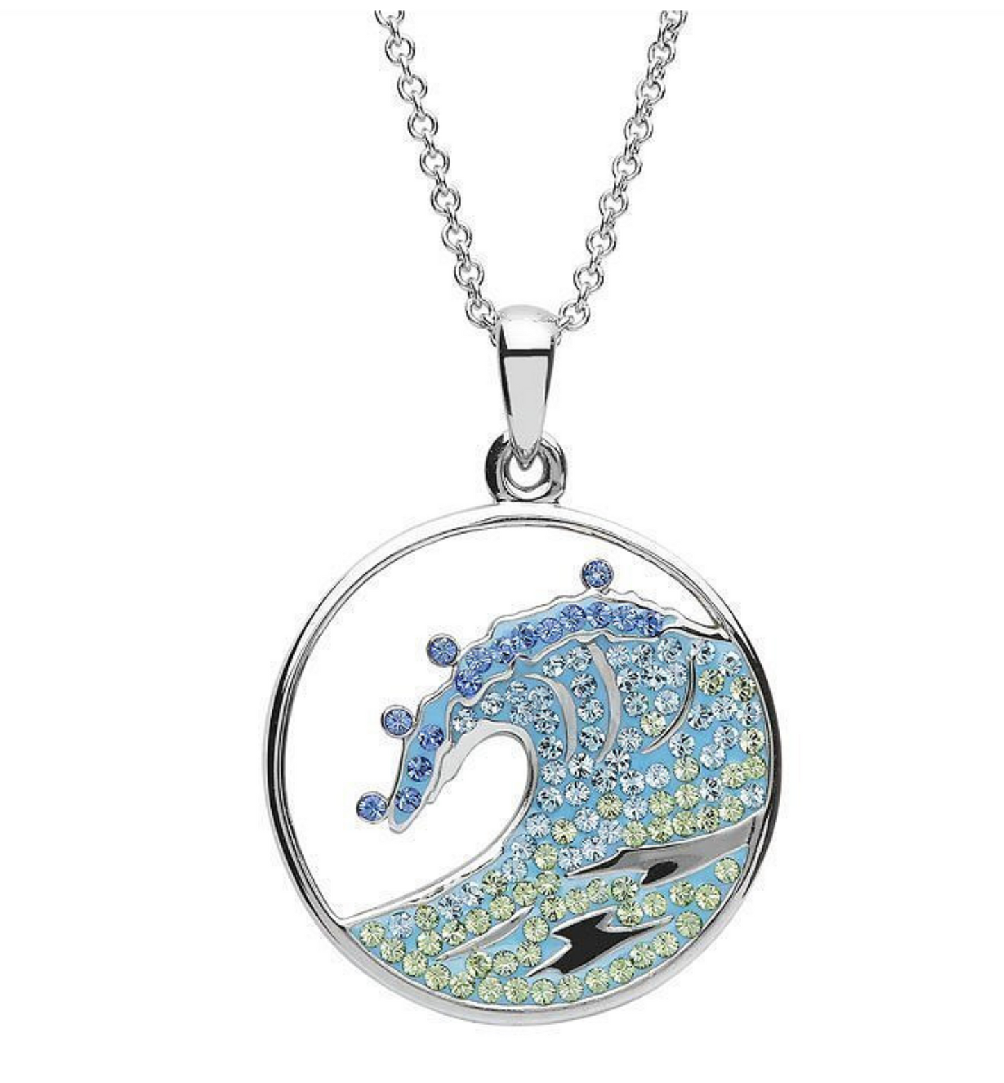Sterling Silver Blue Wave Swarovski Crystal Necklace
