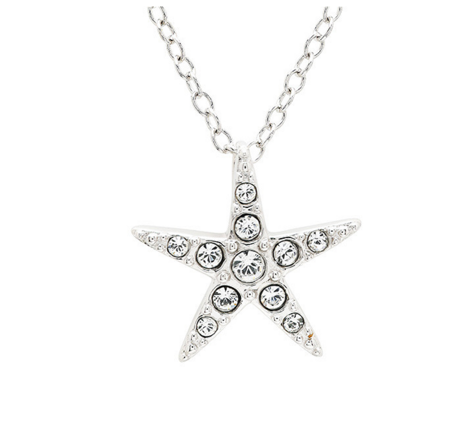 Sterling Silver White Crystal Star Fish Mini