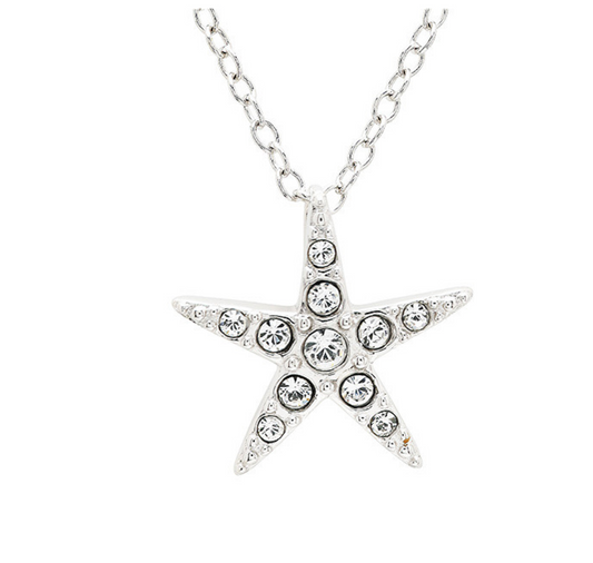 Sterling Silver White Crystal Star Fish Mini