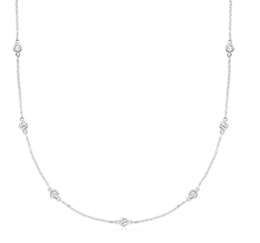 Silver Gold Plated Diamond by the Yard Necklace