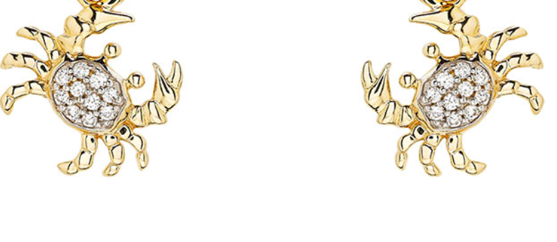 14kt Gold Lab Grown Diamond Crab Earrings