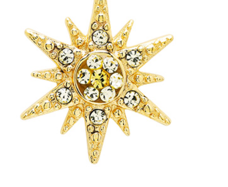 14K Gold Vermeil with White Diamonds Sun Earrings