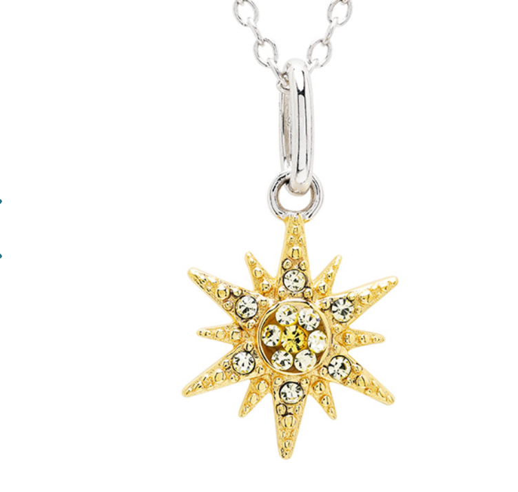 14K Gold Vermeil with White Diamonds Sun Mini Necklace