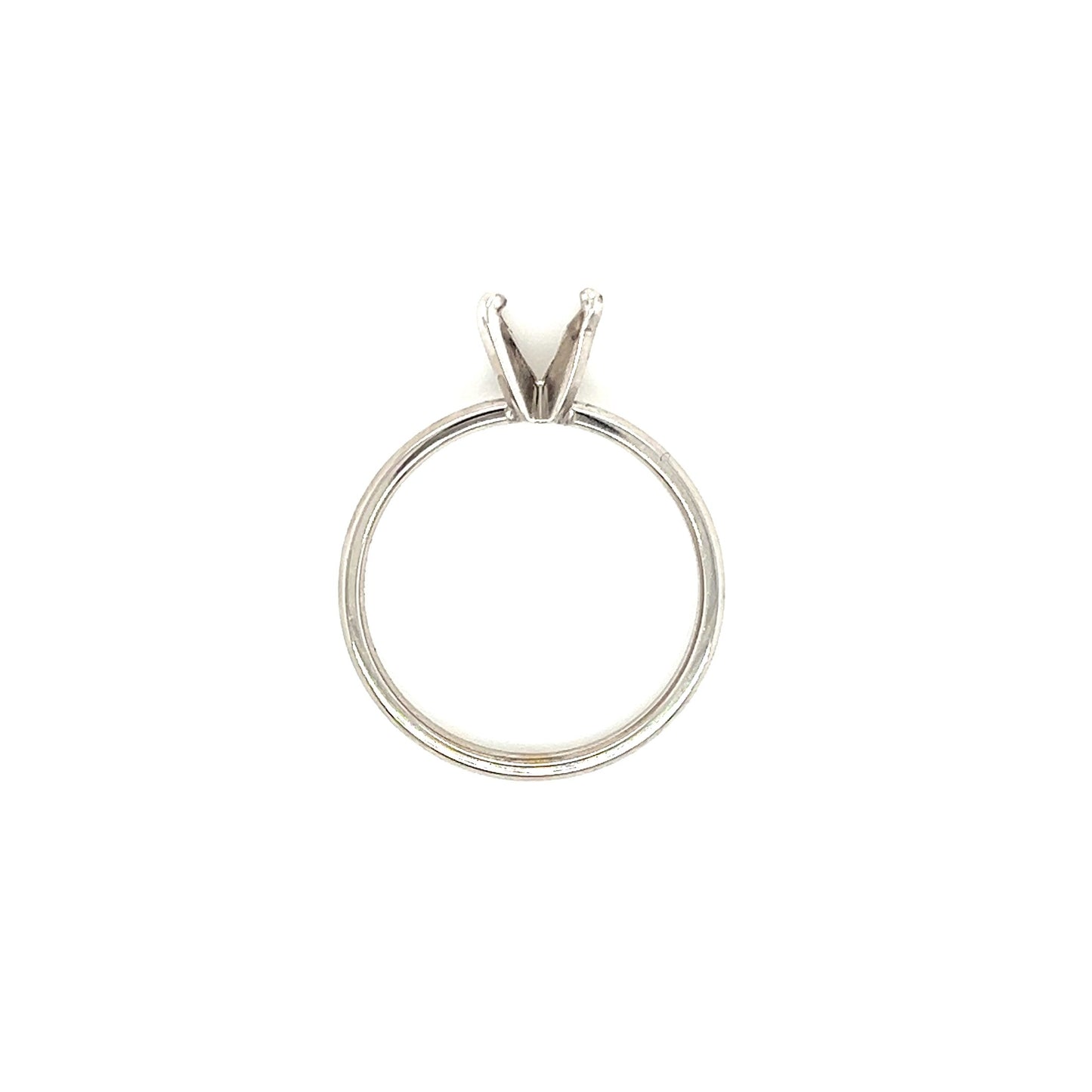 Solitaire Ring Setting with Four Prong Head in 18K White Gold Top View