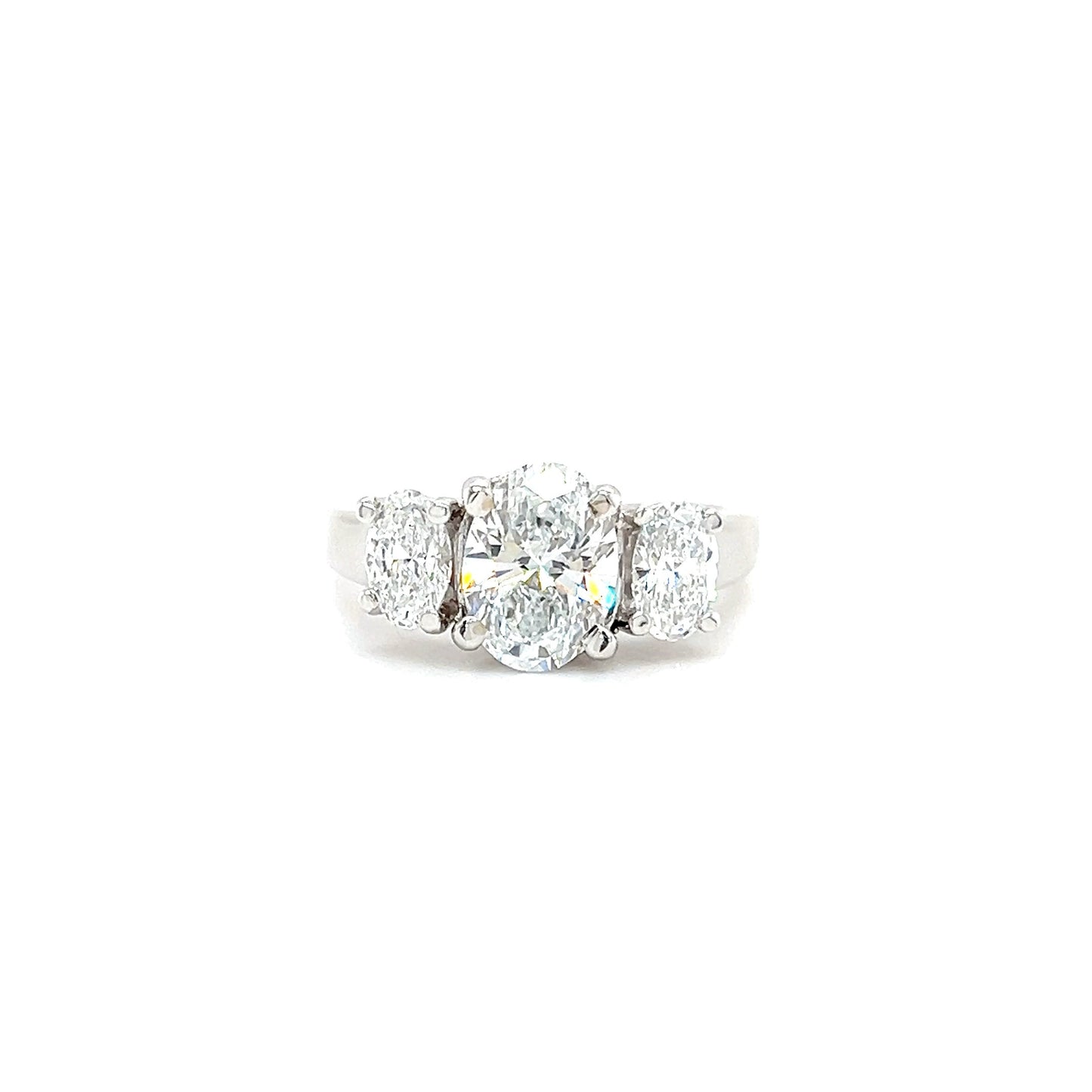 Three Stone Diamond Ring with 2.25ctw of Lab Grown Diamonds in 14K White Gold Front View