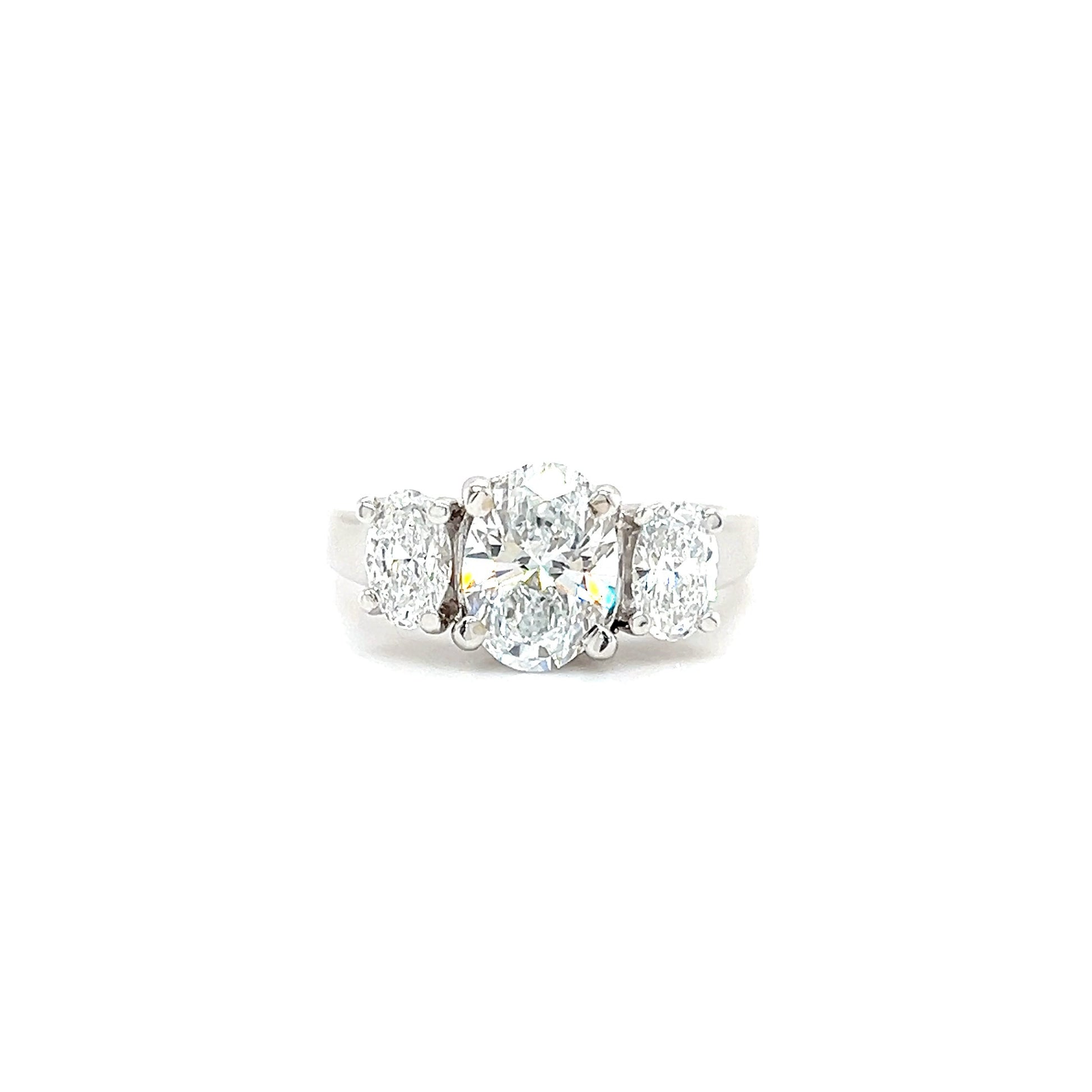 Three Stone Diamond Ring with 2.25ctw of Lab Grown Diamonds in 14K White Gold Front View