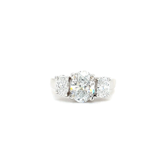 Three Stone Diamond Ring with 2.25ctw of Lab Grown Diamonds in 14K White Gold Front View