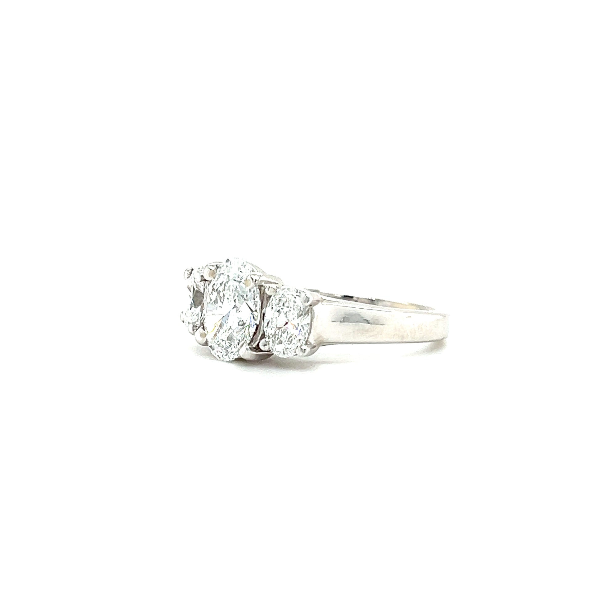 Three Stone Diamond Ring with 2.25ctw of Lab Grown Diamonds in 14K White Gold Right Side View