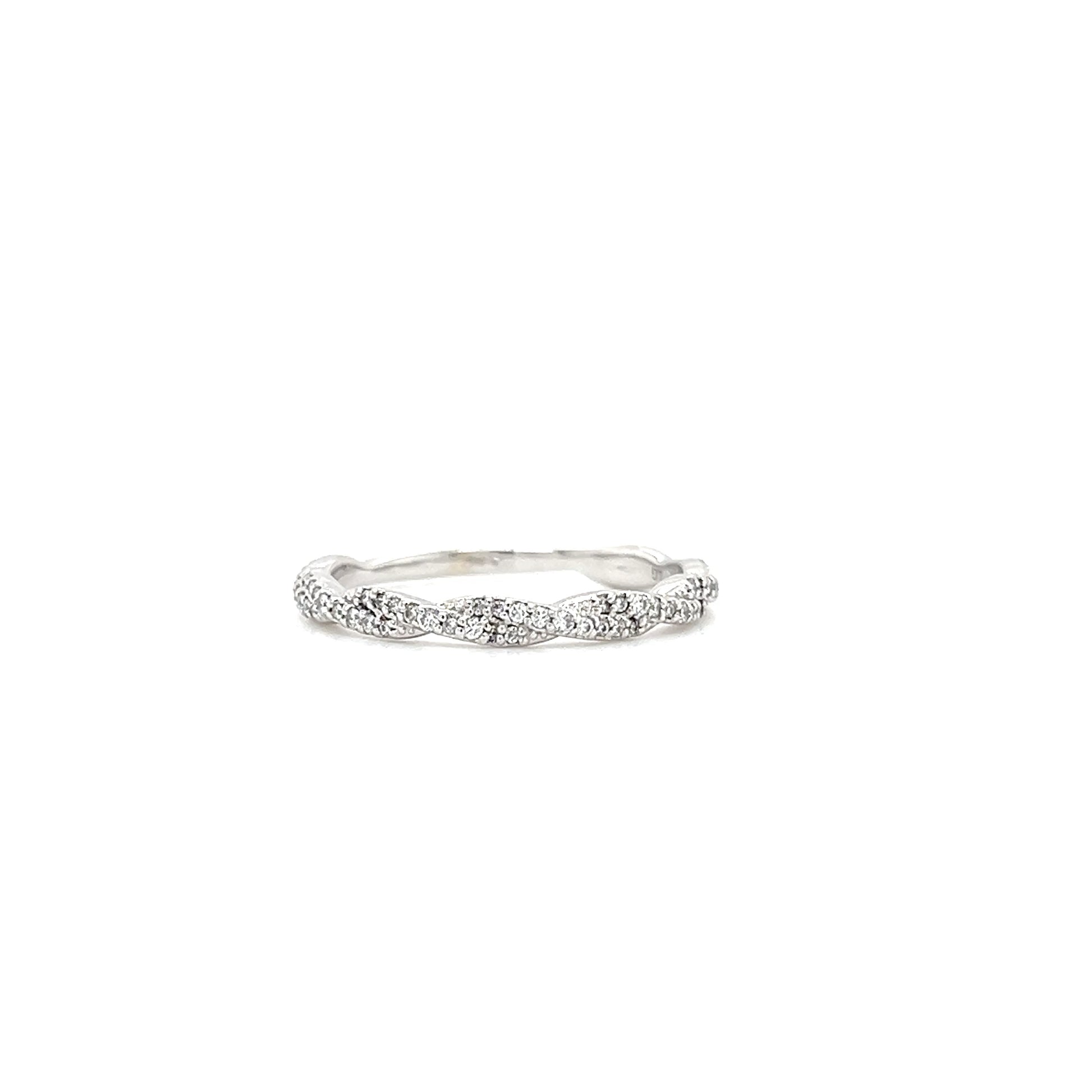 Twisted Diamond Ring with 0.16ctw of Diamonds in 14K White Gold Front View