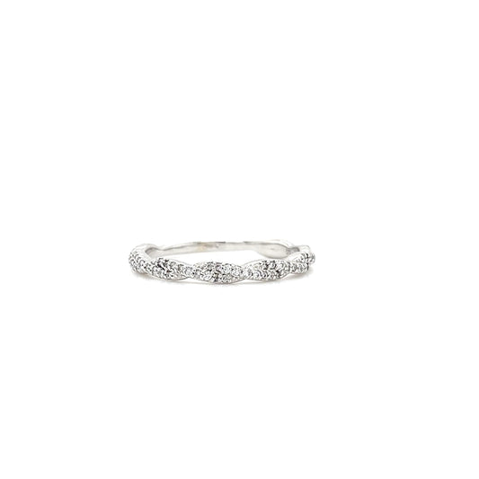 Twisted Diamond Ring with 0.16ctw of Diamonds in 14K White Gold Front View
