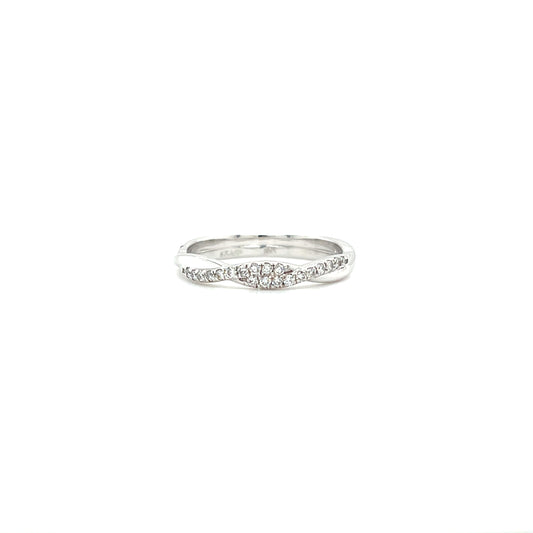 Twisted Diamond Ring with 0.22ctw of Diamonds in 14K White Gold. Front View.