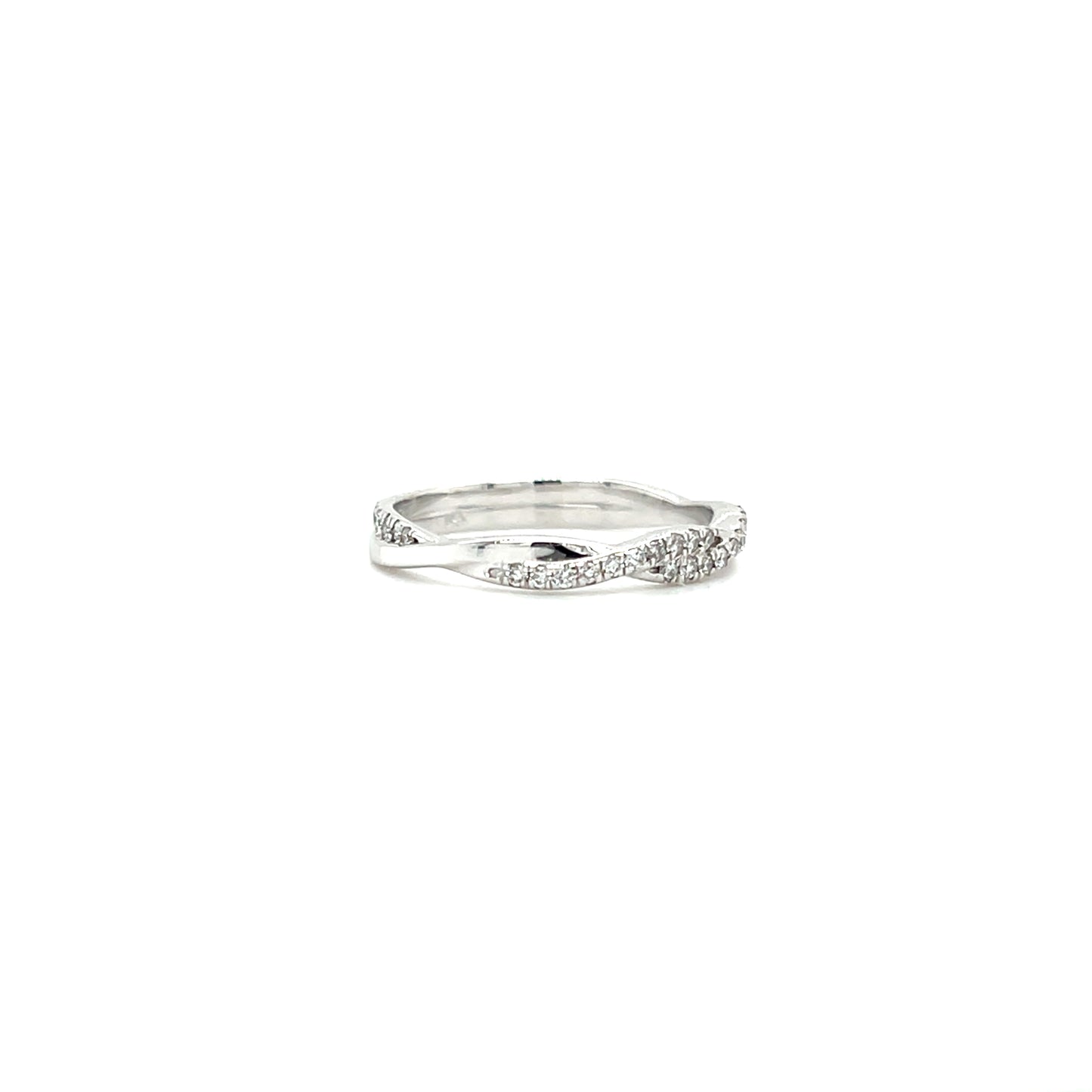 Twisted Diamond Ring with 0.22ctw of Diamonds in 14K White Gold. Left Side View.