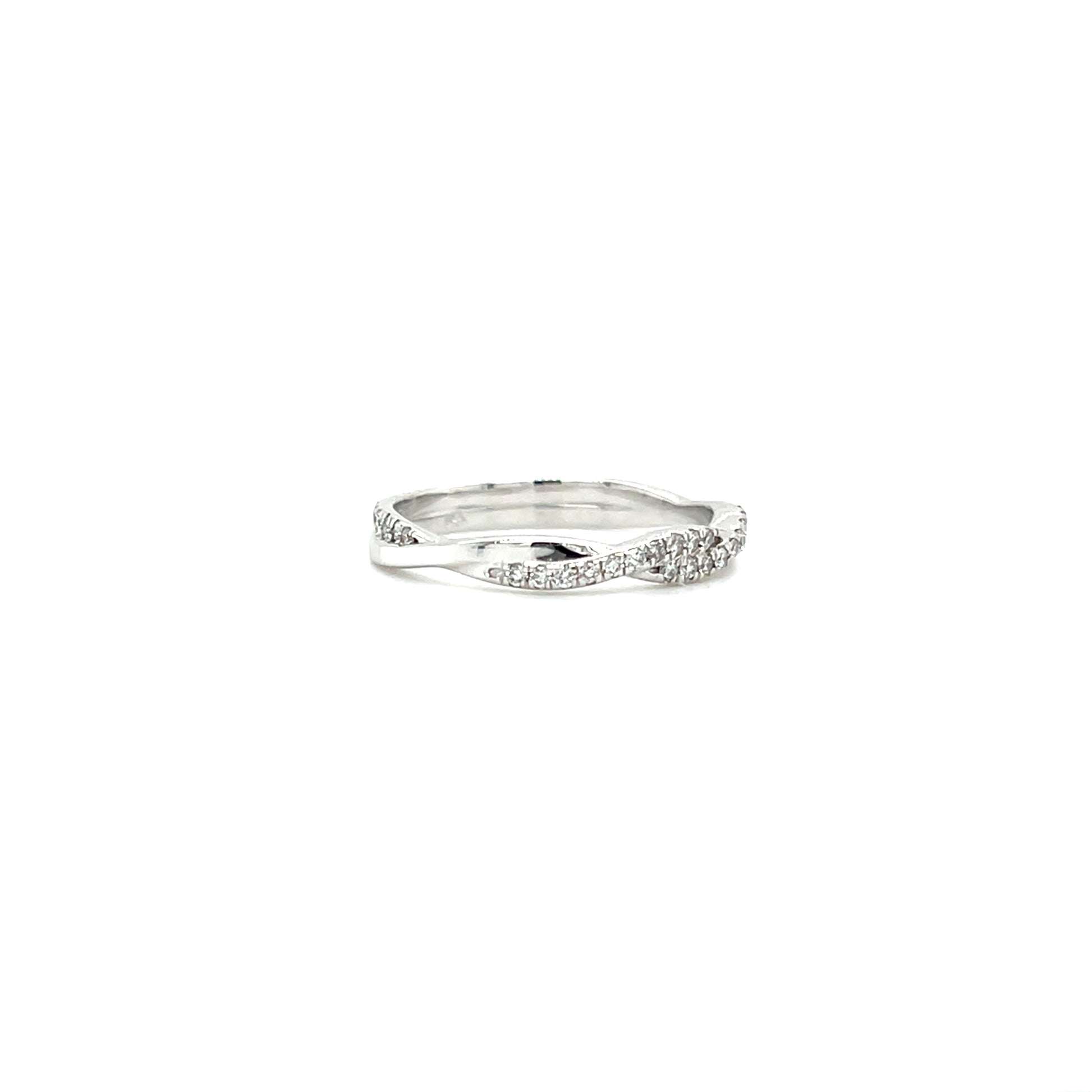 Twisted Diamond Ring with 0.22ctw of Diamonds in 14K White Gold. Left Side View.