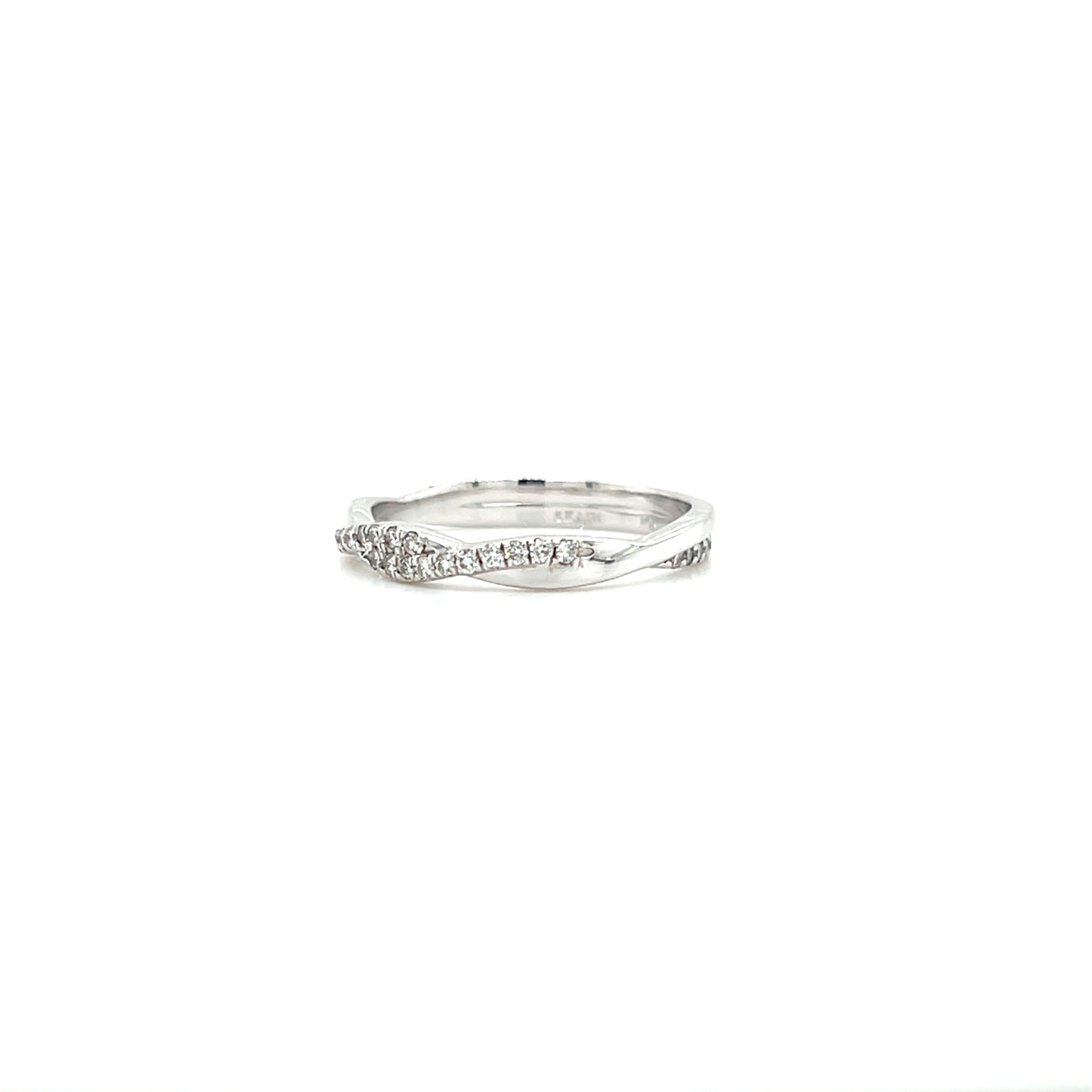 Twisted Diamond Ring with 0.22ctw of Diamonds in 14K White Gold. Right Side View.