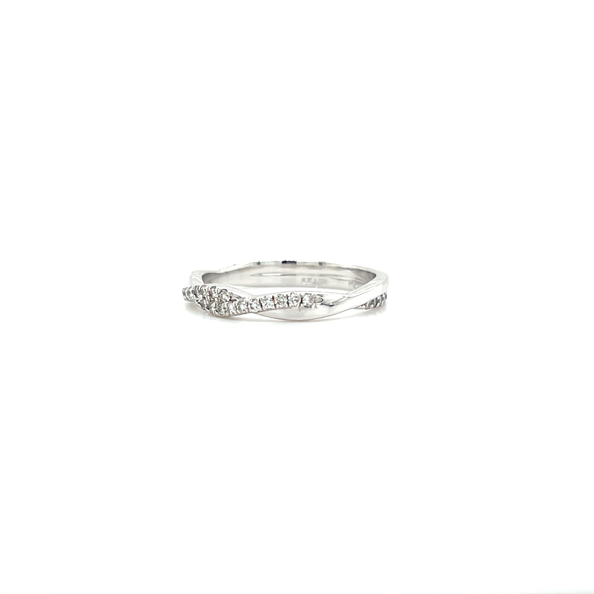 Twisted Diamond Ring with 0.22ctw of Diamonds in 14K White Gold. Right Side View.