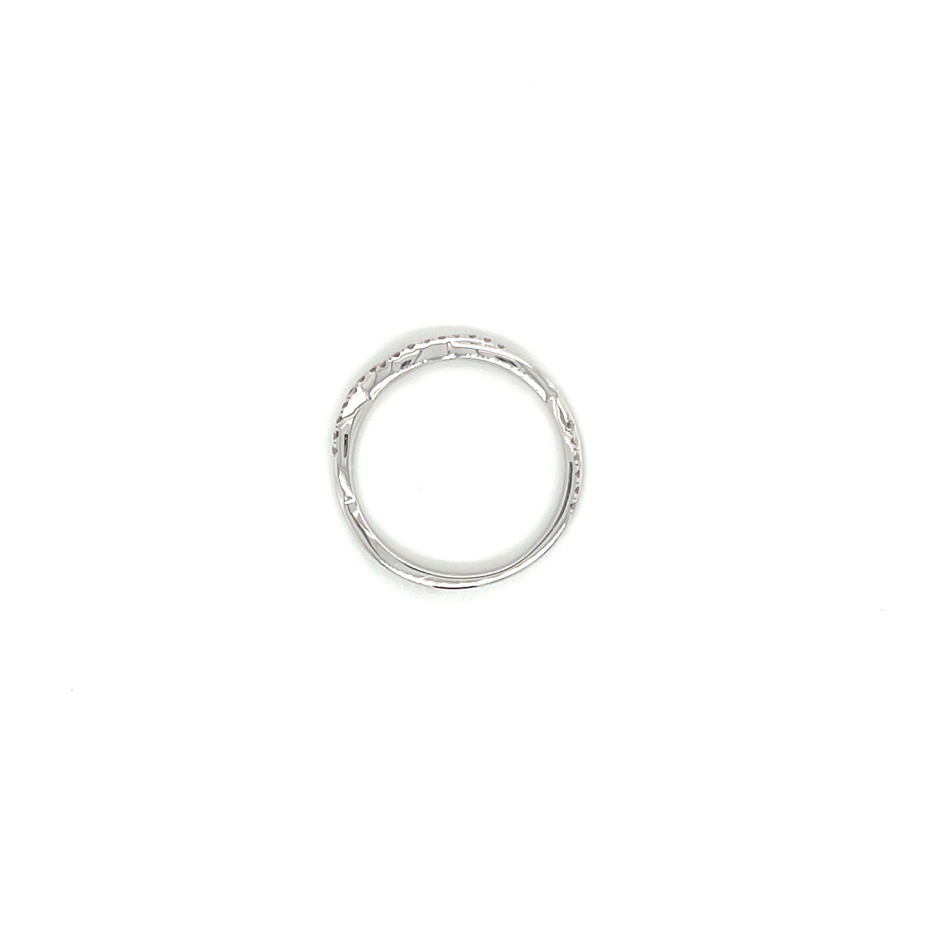 Twisted Diamond Ring with 0.22ctw of Diamonds in 14K White Gold. Top View.