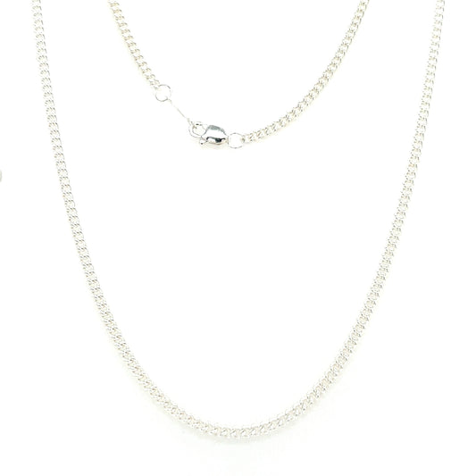 Curb Chain 2.25mm with 24in of Length in Sterling Silver Full Chain Front View