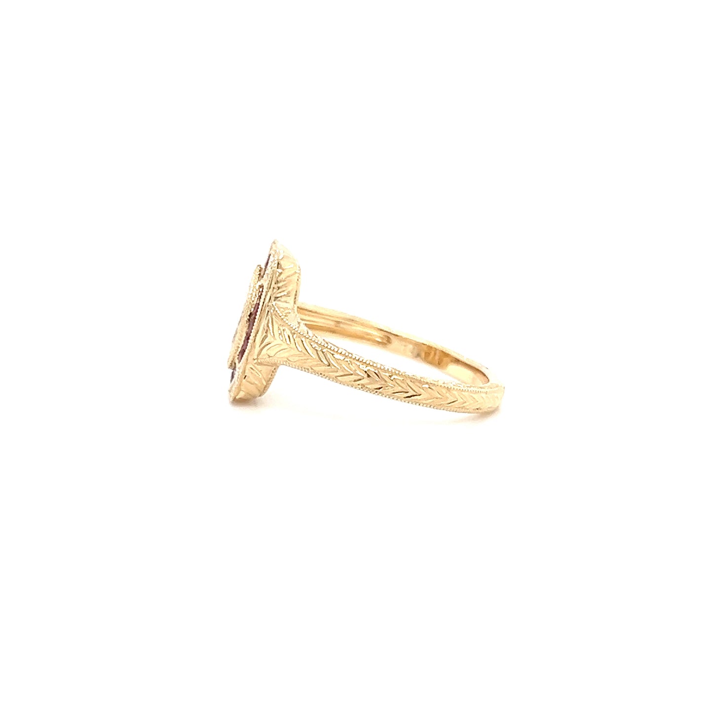 Marquise Diamond Ring with 0.23ctw of Rubies in 14K Yellow Gold Right Side View