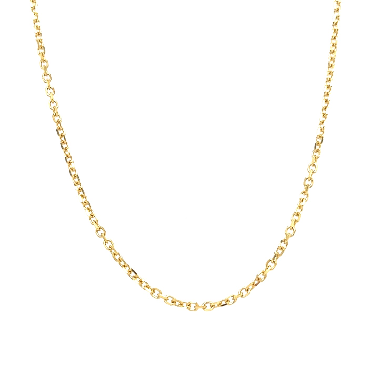 Diamond-cut Cable Chain 1.5mm with 18in of Length in 14K Yellow Gold. Front View