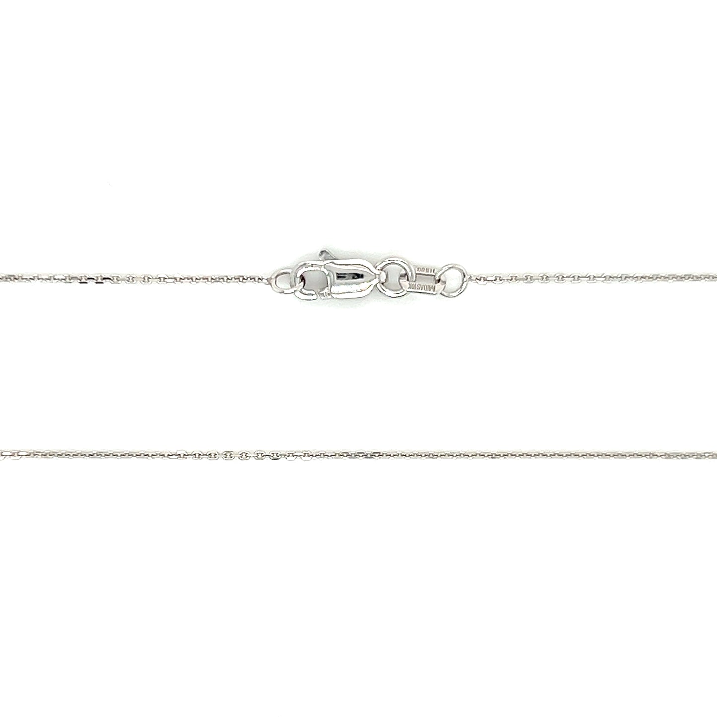 Diamond-cut Cable Chain 0.8mm in 10K White Gold. Clasp and Chain View