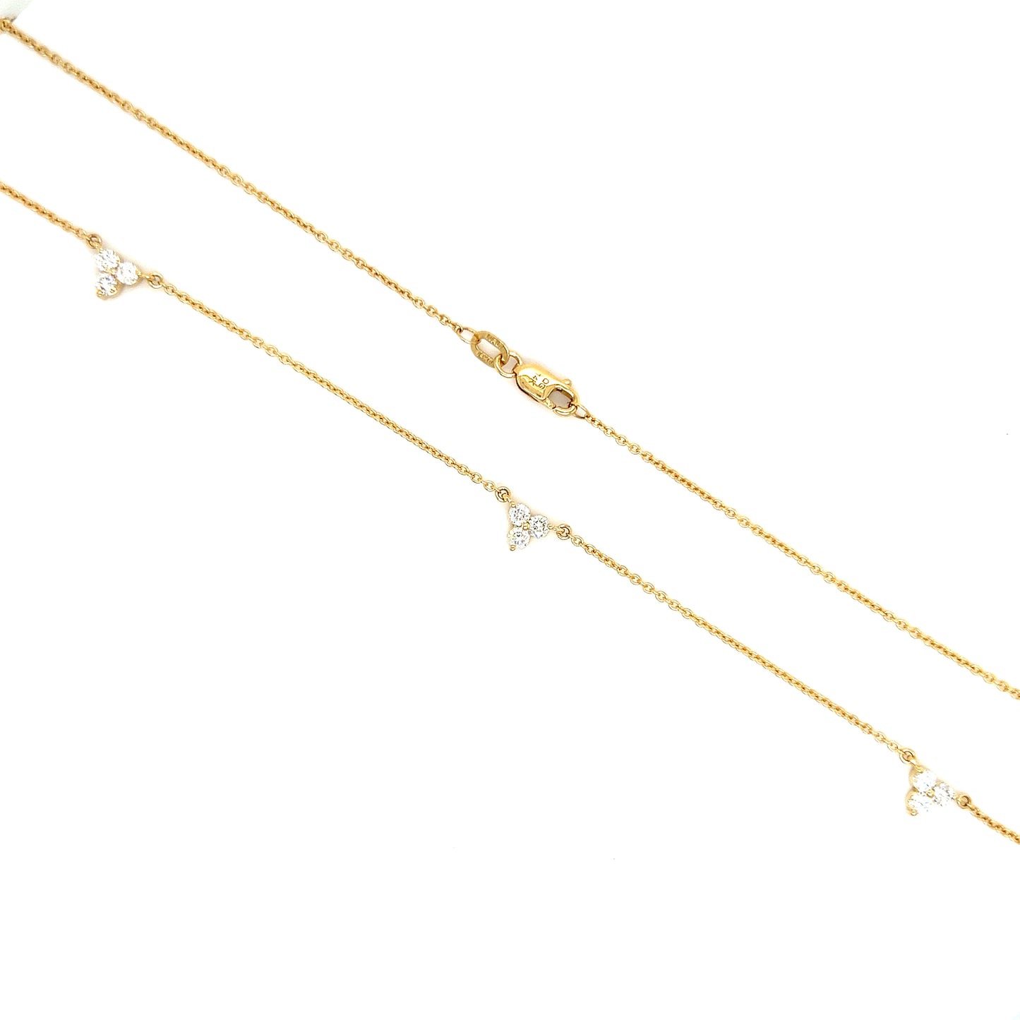 Diamond Trio Station Necklace with 0.98CTW of Diamonds in 14K Yellow Gold Alternative View
