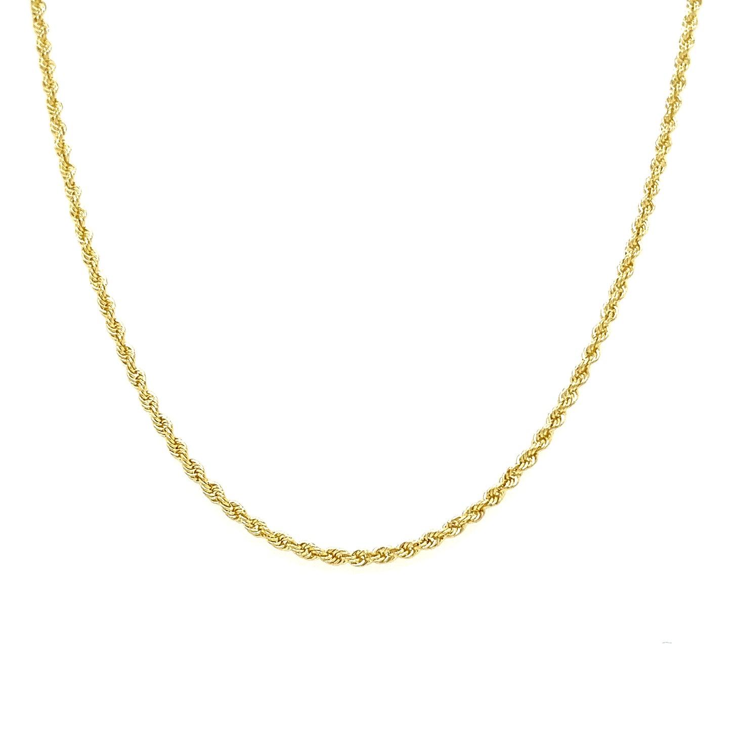 Solid Rope Chain 2mm with 18in of Length in 10K Yellow Gold Front View