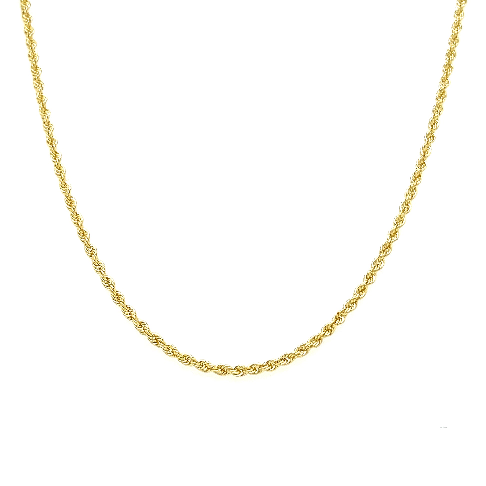 Solid Rope Chain 2mm with 18in of Length in 10K Yellow Gold Front View