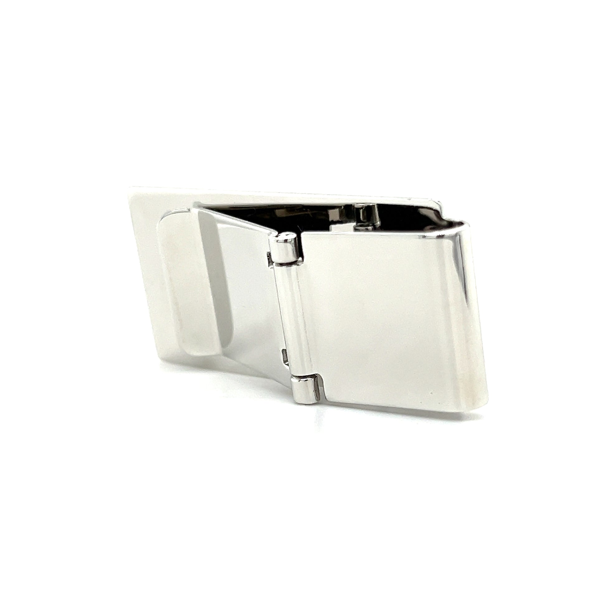 Hinged Money Clip with Rhodium Plating in Stainless Steel Hinged Clip View