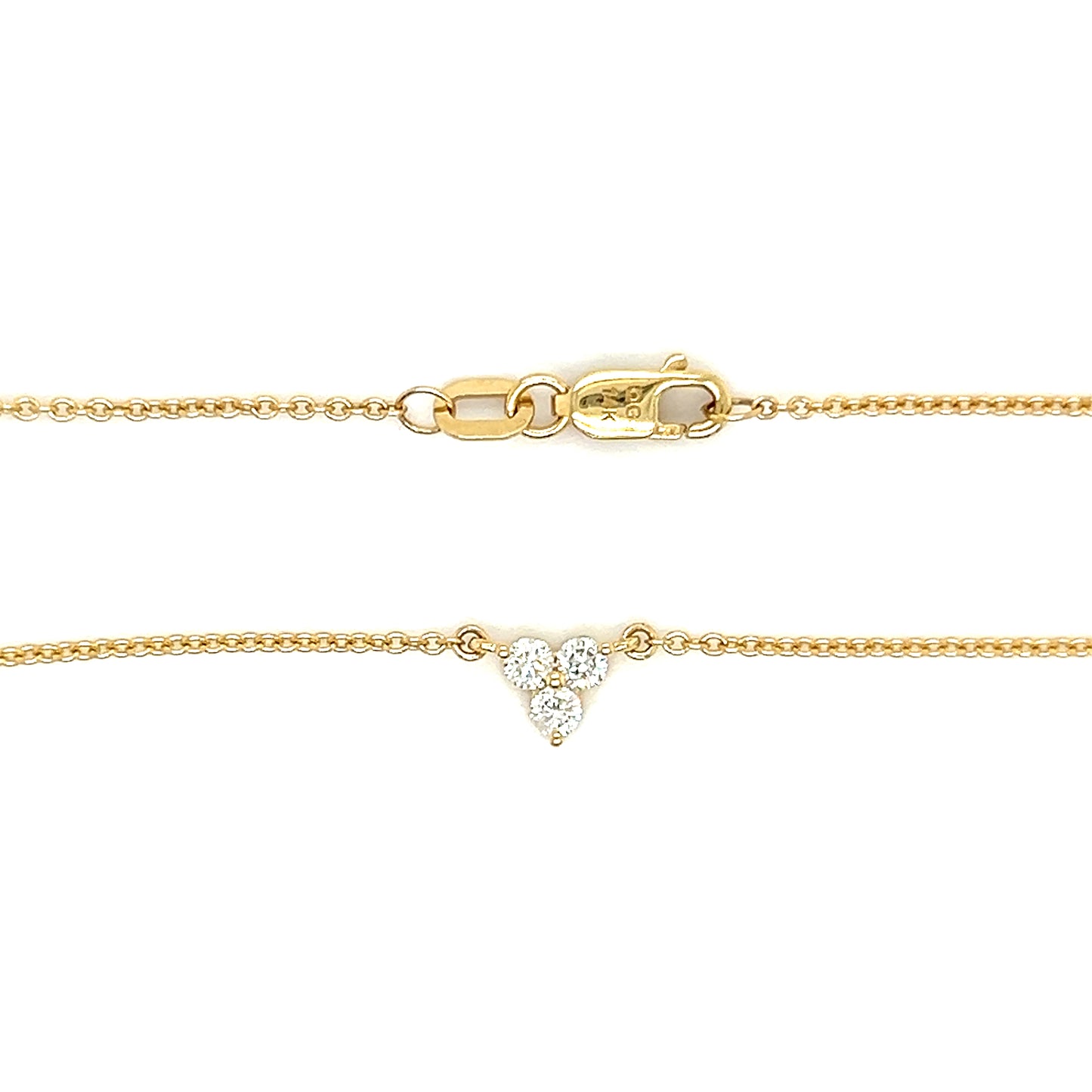 Diamond Trio Station Necklace with 0.98CTW of Diamonds in 14K Yellow Gold Pendant and Clasp View