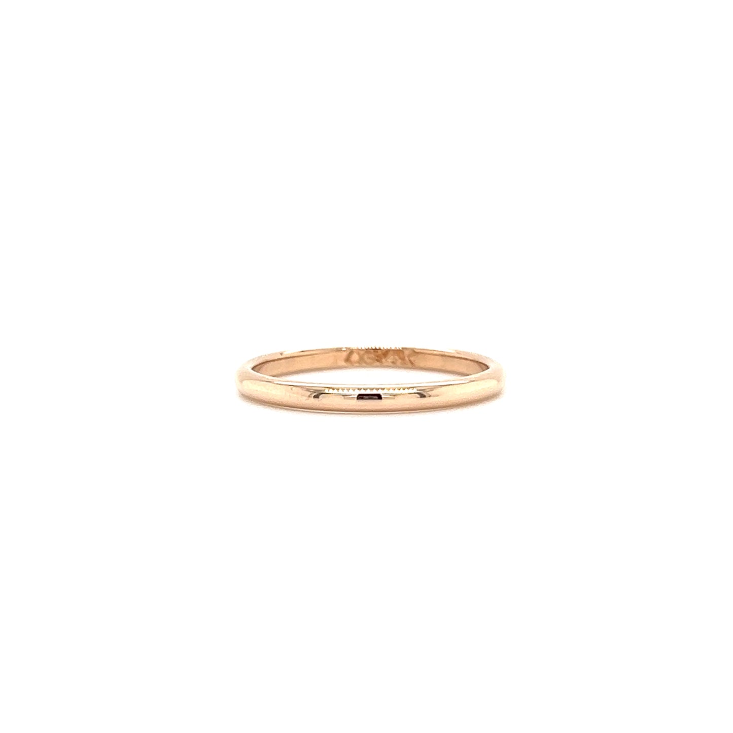 Half Round 2mm Ring with Light Weight in 14K Rose Gold Front View