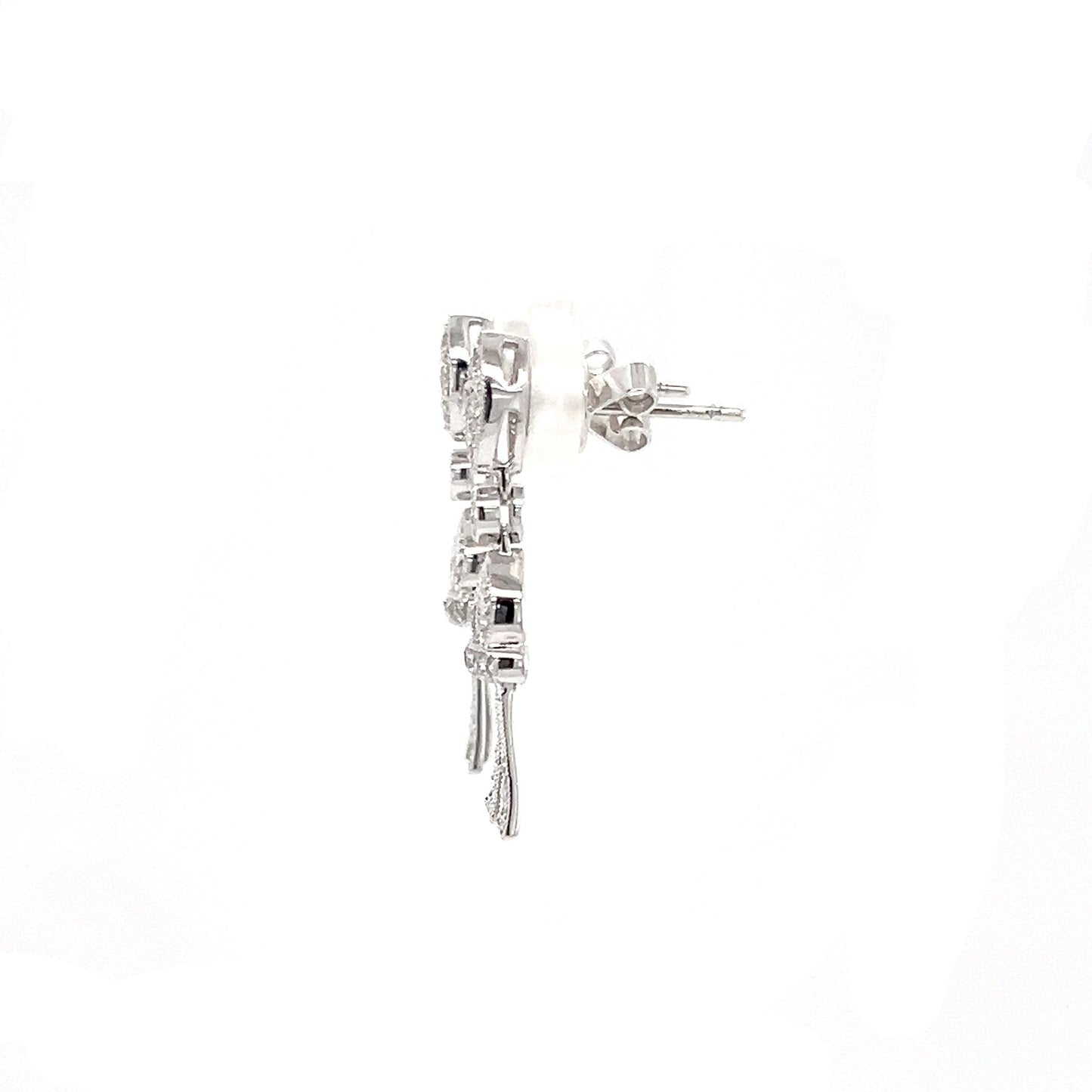 Milgrain Dangle Earrings with 0.39ctw of Diamonds in 14K White Gold Right Profile