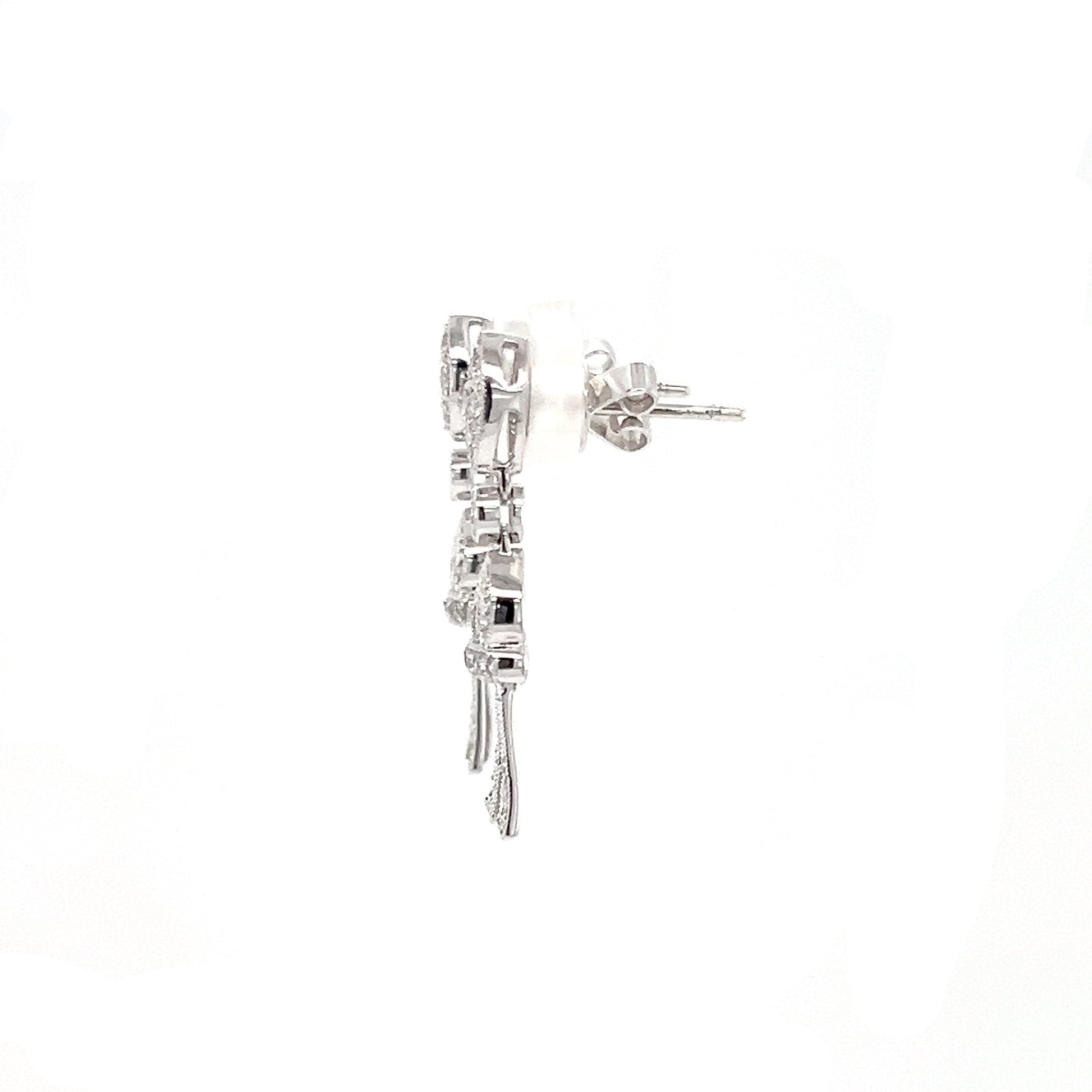 Milgrain Dangle Earrings with 0.39ctw of Diamonds in 14K White Gold Right Profile