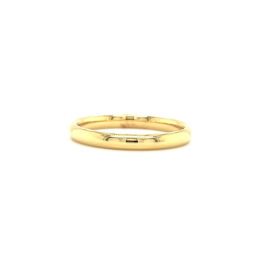 Half Round 3mm Ring with Comfort Fit in 18K Yellow Gold. Front View