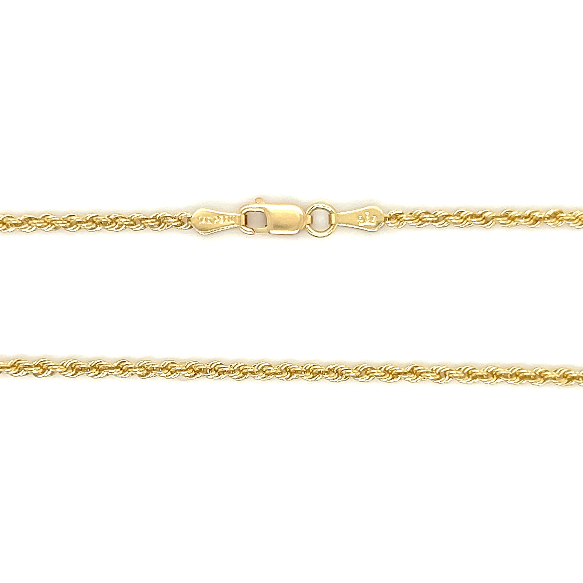 Rope Chain 2mm in 14K Yellow Gold Chain and Clasp View