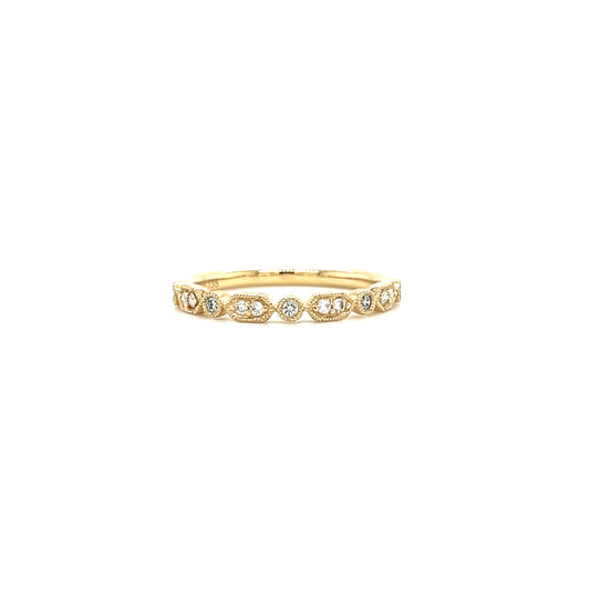 Geometric Diamond Ring with 0.12 ctw of Diamonds in 14K Yellow Gold Front View