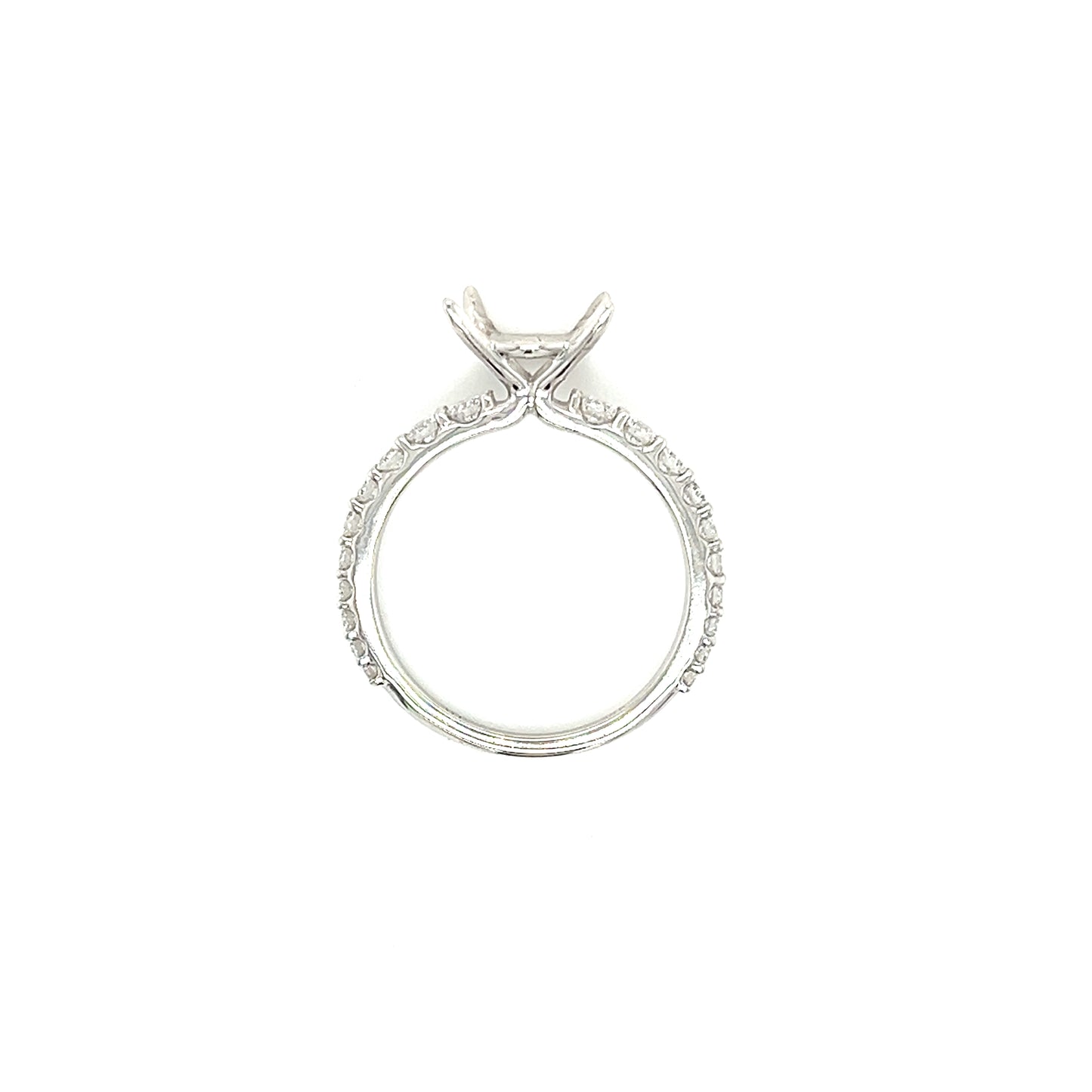 Oval Ring Setting with 0.5ctw of Lab-Grown Diamonds in 14K White Gold. Top View