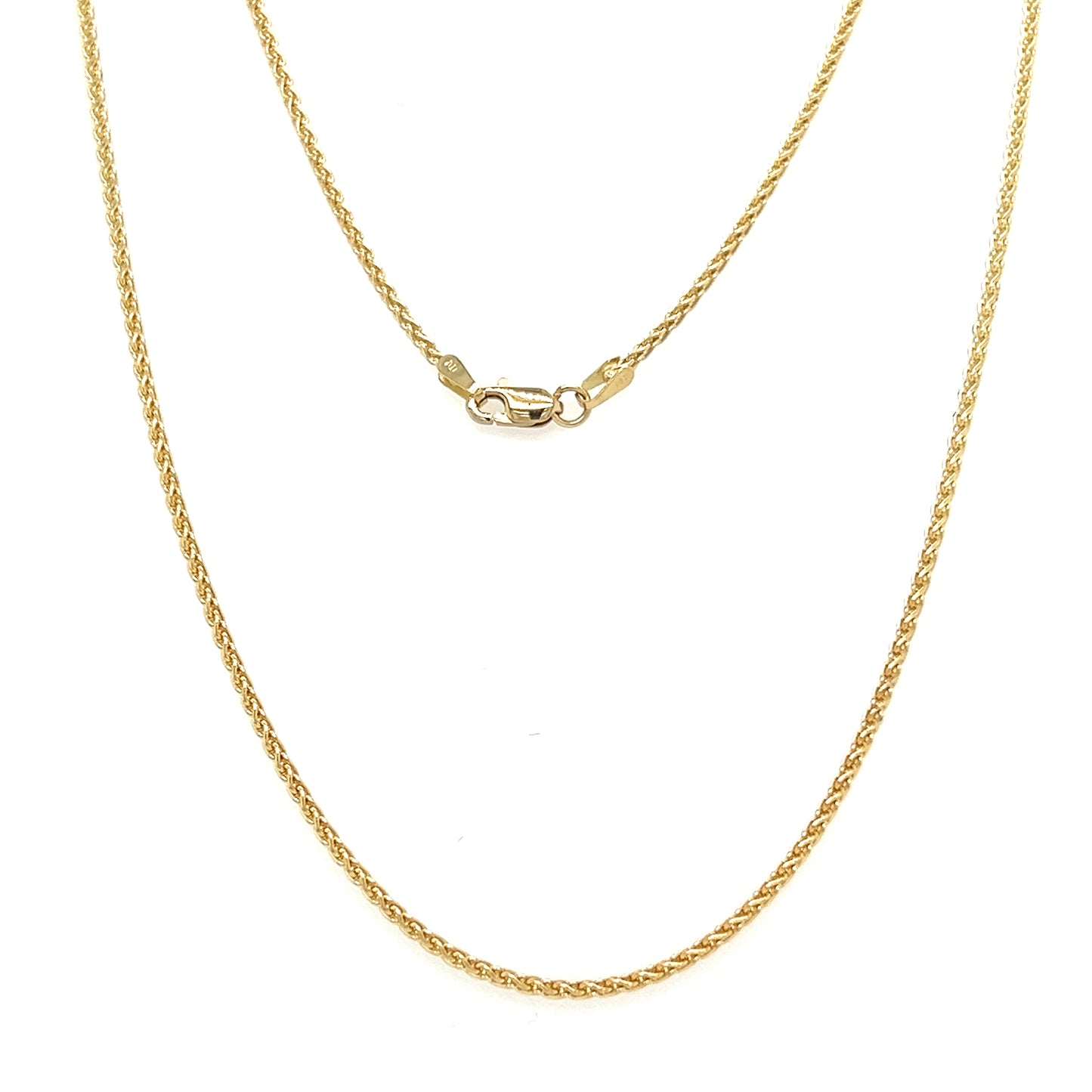Wheat Chain 1.5mm with 20in Length in 14K Yellow Gold Full Chain View