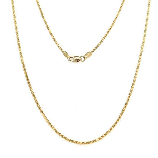 Wheat Chain 1.5mm with 20in Length in 14K Yellow Gold Full Chain View