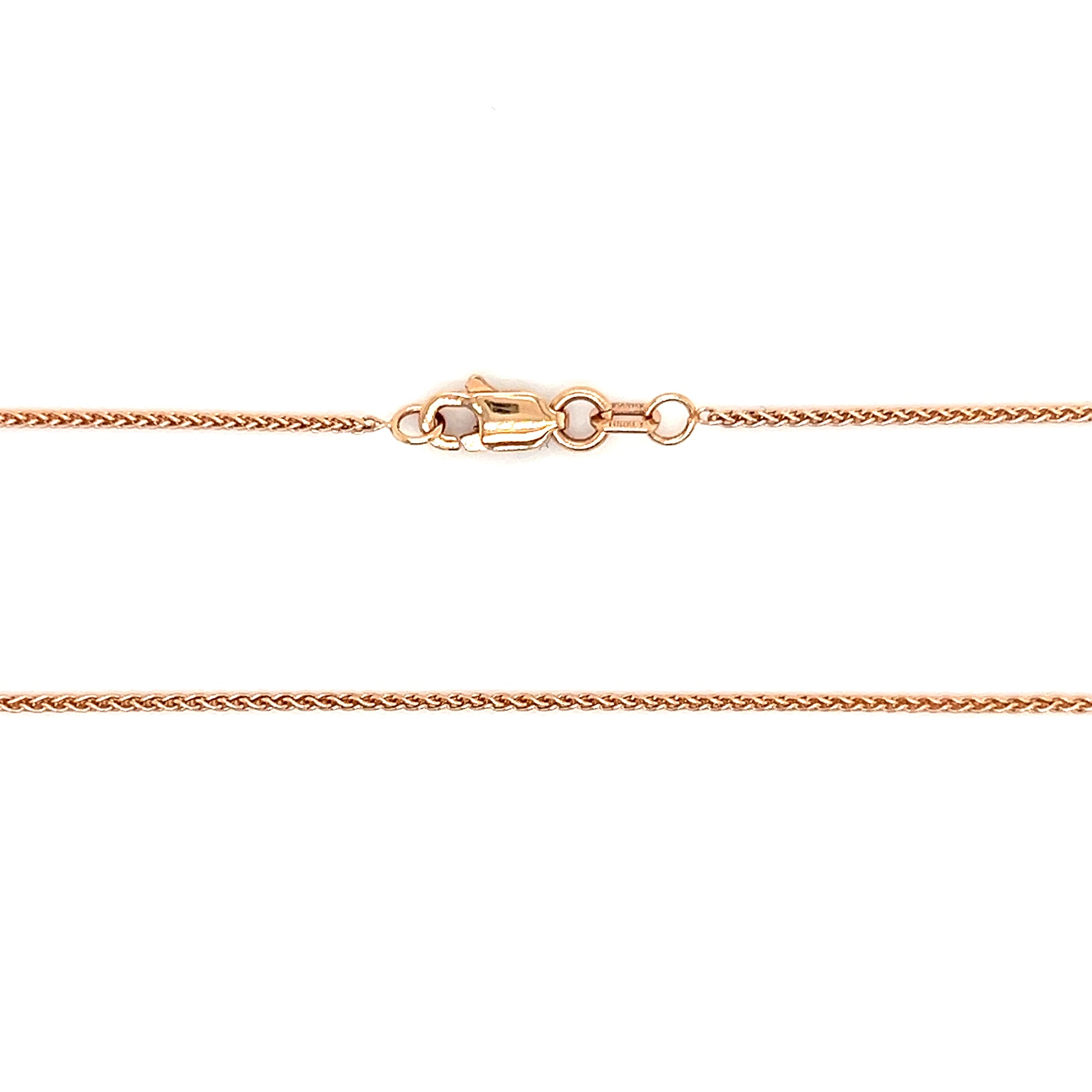 Wheat Chain 1.05mm with 18 Inches of Length in 14K Rose Gold Chain and Clasp View