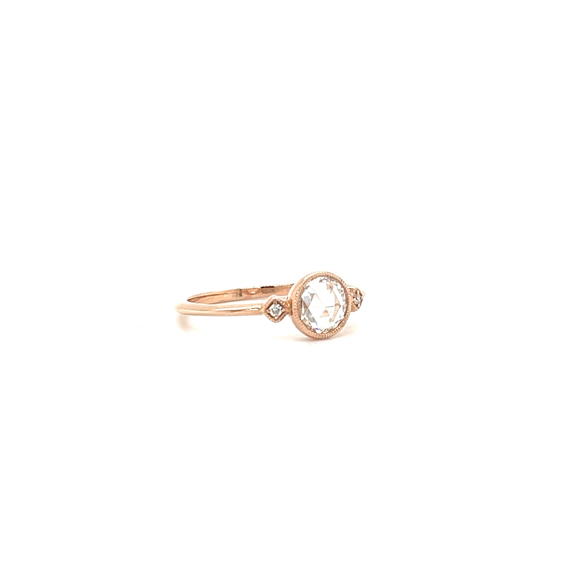 Rose Cut Diamond Ring with 0.45ctw of Diamonds in 18K Rose Gold Left Side View