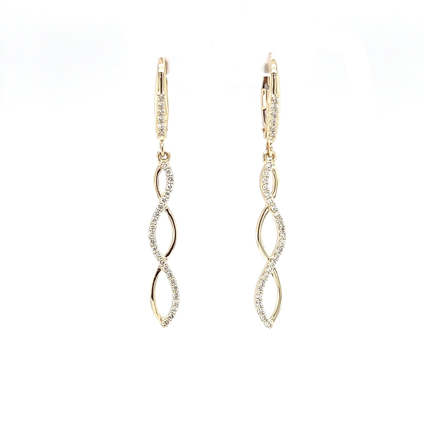 Infinity Dangle Earrings with 0.3CTW of Diamonds in 14K Yellow Gold Front