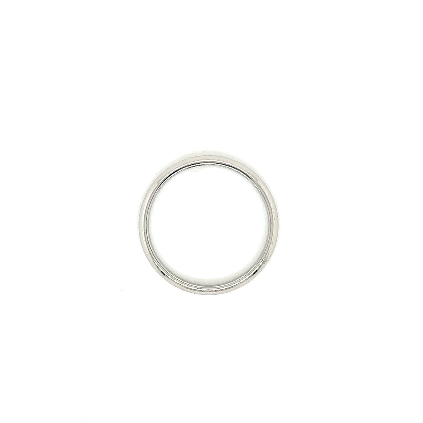 Half Round 3mm Ring with Standart Fit in 14K White Gold. Top View