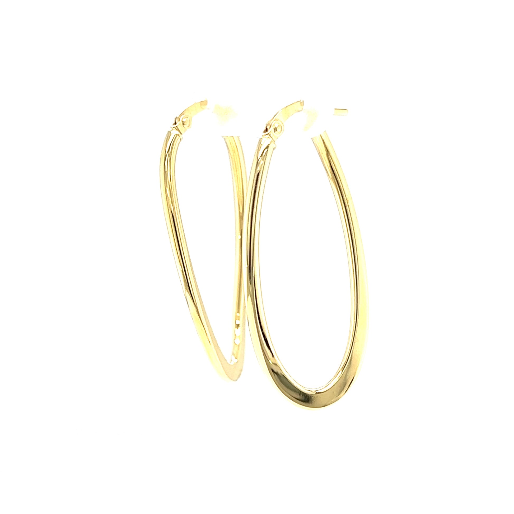 Oval 16.5mm Hoop Earrings with Twisted Design in 14K Yellow Gold Right Side View