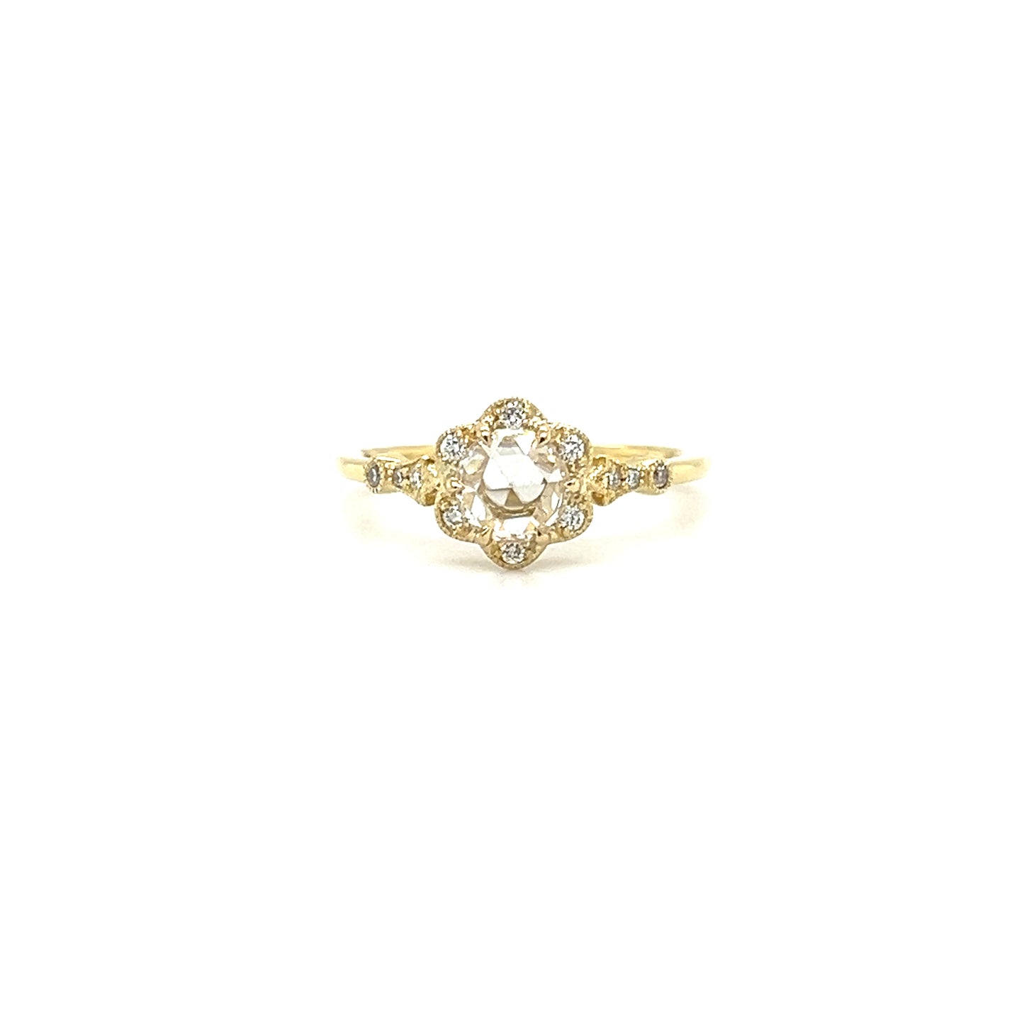 Rose Cut Diamond Ring with 0.53ctw of Diamonds in 14K Yellow Gold Front View