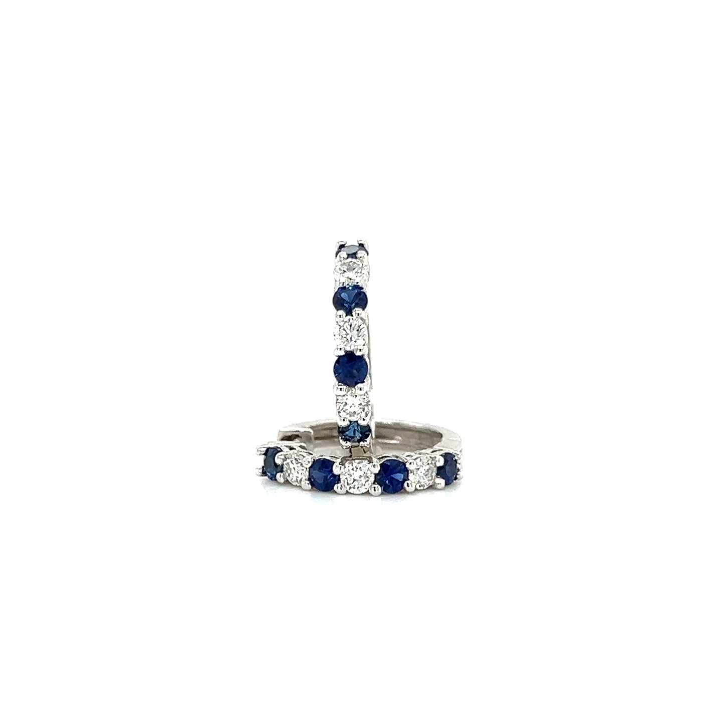 Sapphire Hoop Earrings with 0.33ctw of Diamonds in 14K White Gold Alternative